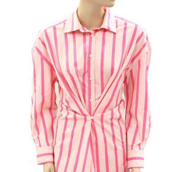 Kerri Rosenthal Lilli Shirt Mini Dress Cotton Poplin Striped L - Picture 7 of 9